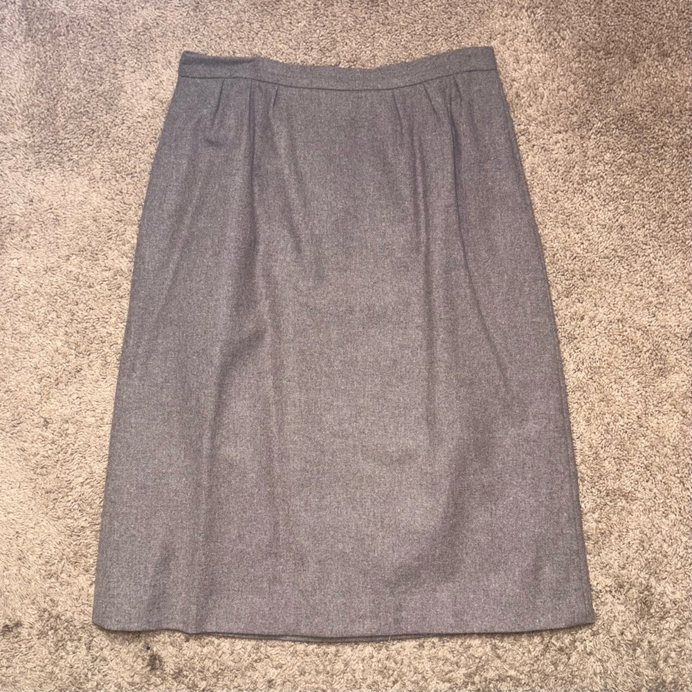Vintage Wool Skirt Gray High Waist Lilli Ann Union Made USA Midi